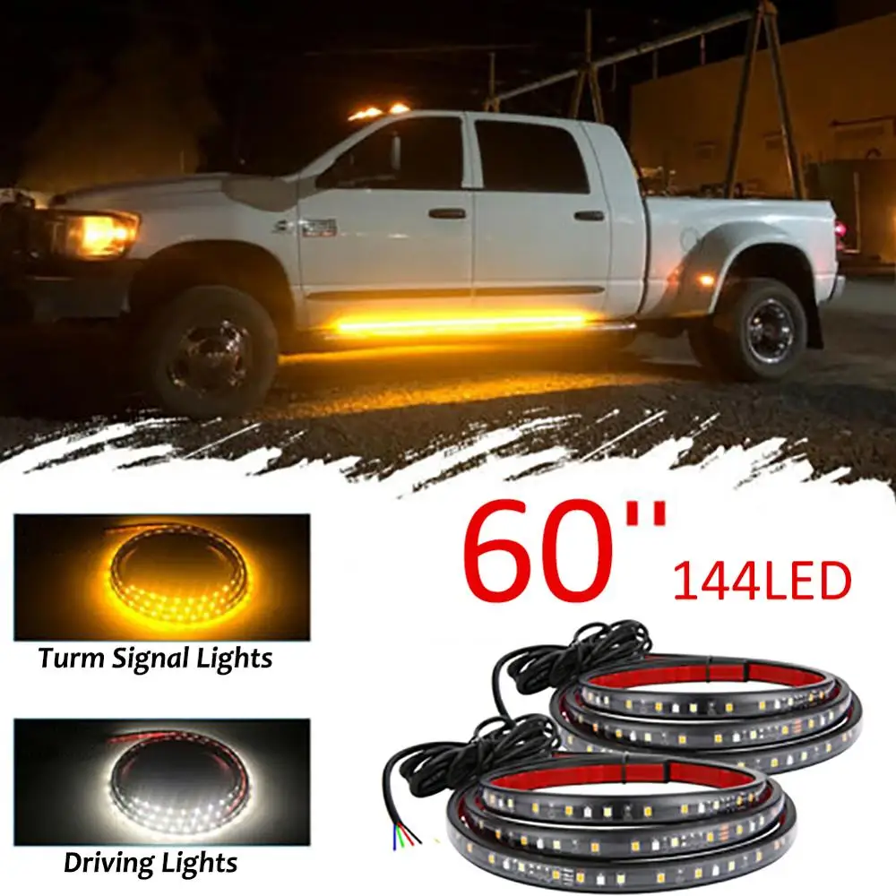 2 шт. 60 дюймов двухцветная Автомобильная мягкая светодиодная полоса DRL плавкая