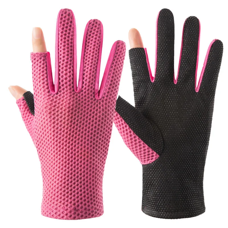 1 пара Нескользящие рыболовные перчатки для сенсорного экрана 2 Cut Пальцы Гибкая