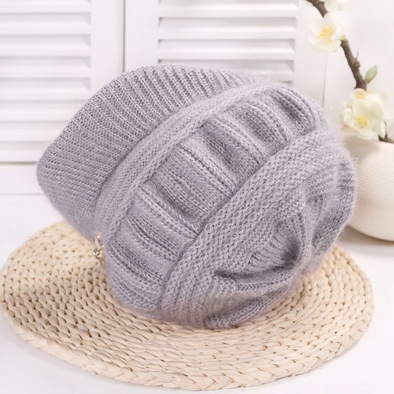 Шерстяная Женская модная шапка плюшевая вязаная ветрозащитная для защиты ушей