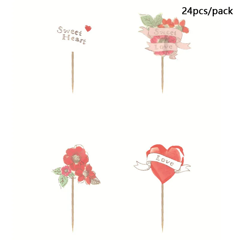 24 звёздочки милый капкейк Топпер для свадьбы вечевечерние НКИ в честь Дня