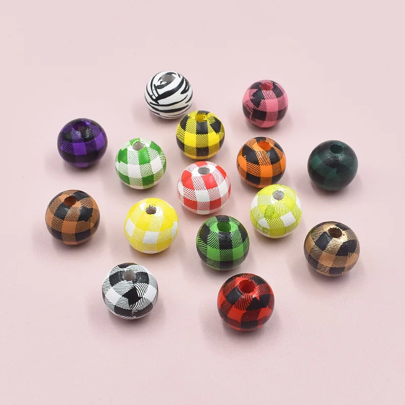 

10 Pcs/bag New Colorful Lattice Wooden Beads DIY Pendant Decoration Beaded Clothing Jewelry Accessories Handmade Beaded Crafts