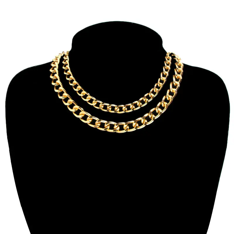 Женское и мужское колье Flatfoosie винтажное ожерелье с золотыми цепочками длинное