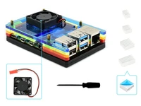 waveshare colorful rainbow acrylic case for raspberry pi 4 with cooling fandust resistance good heat spreading