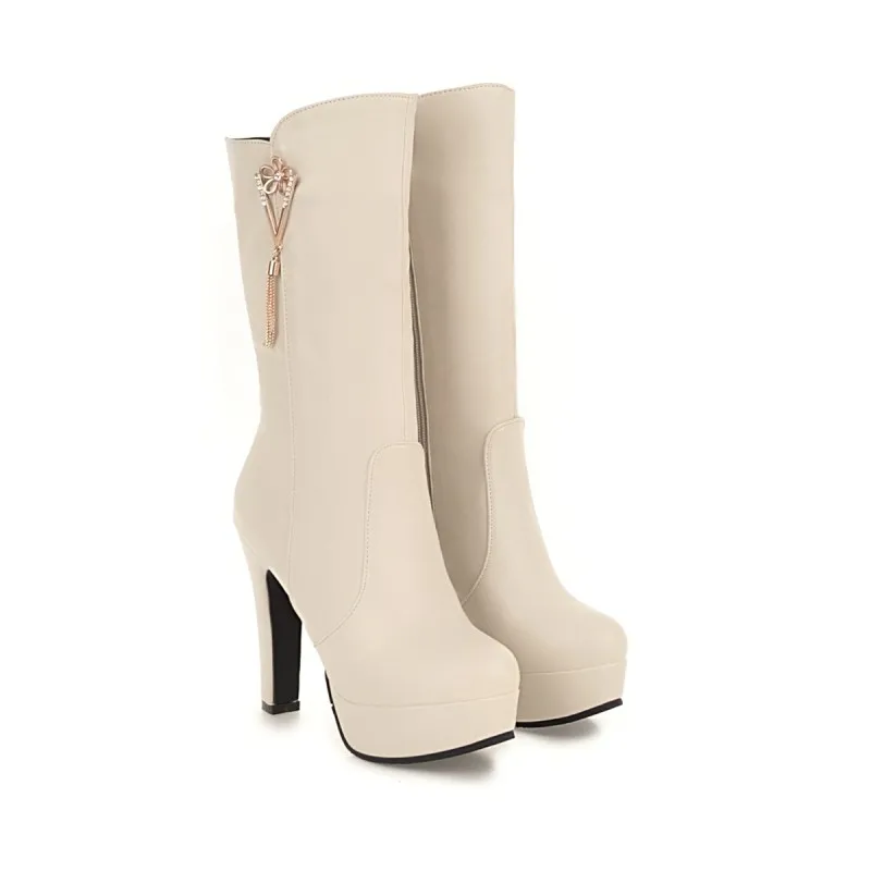 Женские ботинки на молнии с подвеской большой размер 9 10 11 14|Сапоги до середины