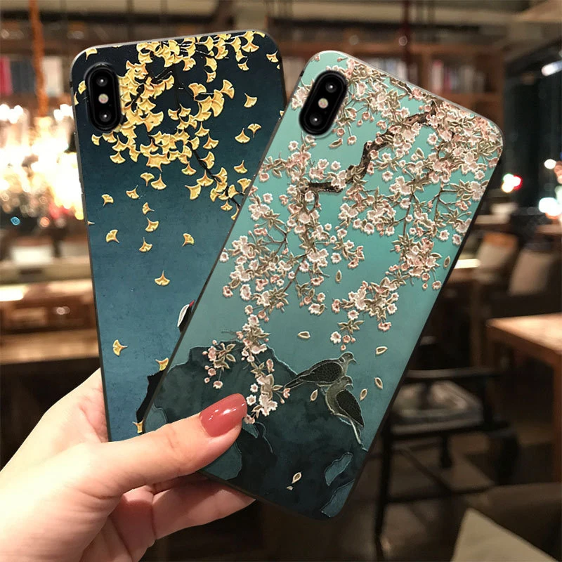 Чехол Ginkgo Starling с 3D тиснением для Samsung S8 9 10 20 21 22 Ultra Plus Note8 мягкие Матовые чехлы на