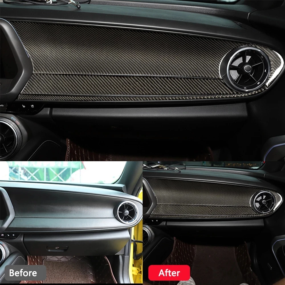 

Carbon Fiber for Chevrolet Camaro 2017 2018 2019 Accessories Interior Trim Co-Pilot Center Console Cover Stickers