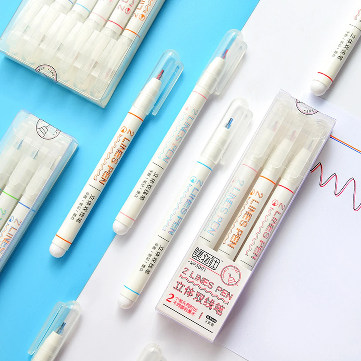 3 шт. две линии гелевая ручка двойные для студентов маркер стерео цветная сделай
