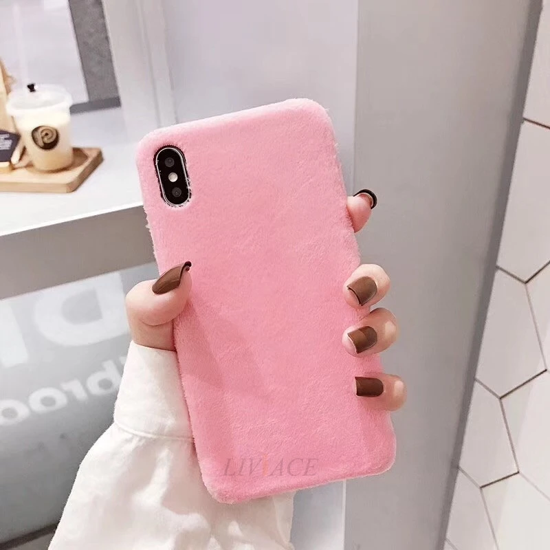 pink Роскошный плюш Мягкий ТПУ чехол для телефона huawei honor 8x 9x pro 7a 7c 7s view 20 10 9 8 pro осень зима теплый ворс задняя крышка - Цвет: pink