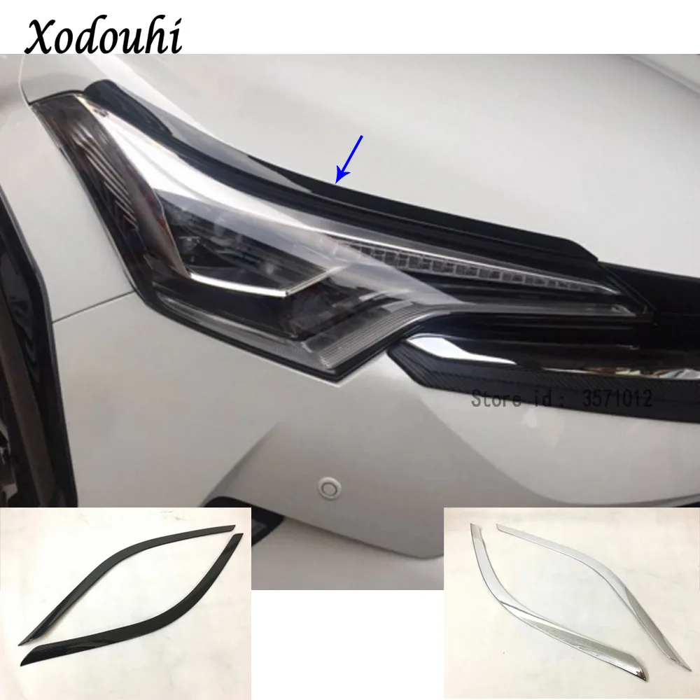 

Для Toyota C-HR CHR 2017 2018 2019 2020 кузова автомобиля Передняя бровь/отделка свет рамка лампы палка ABS хром/покрытие из углеродного волокна