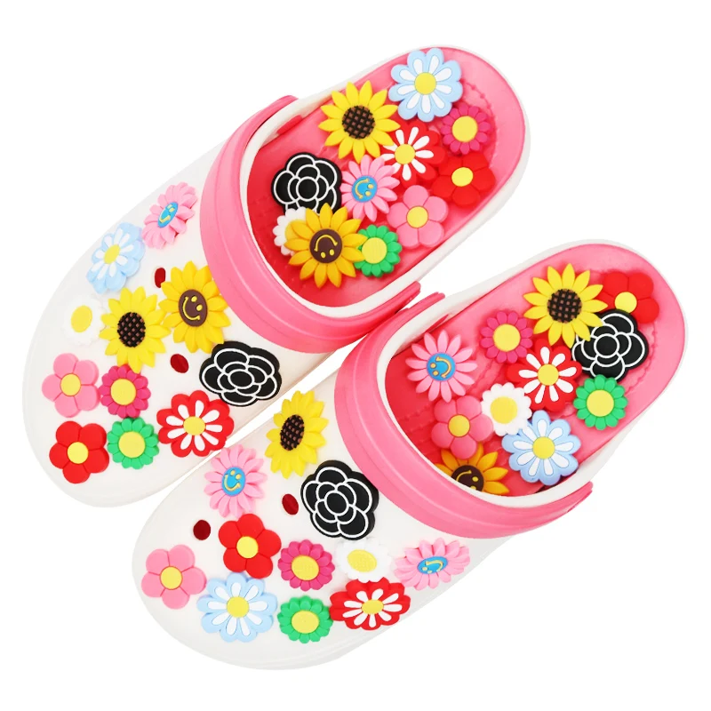 

Shoe Accessories Cute Sunflower PVC Shoe Charms Flowers Garden Shoe Buckle Decoration for Croc Wristband Jibz Kids Party