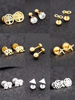 thj stainless steel stud earrings women everyday jewelry pendientes cute star rose tree elephant earings aretes