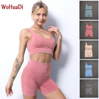 wohuadi 2022 special offer womens clothing sportswear yoga shorts sets fitness suit gym sports bra high waist leggings