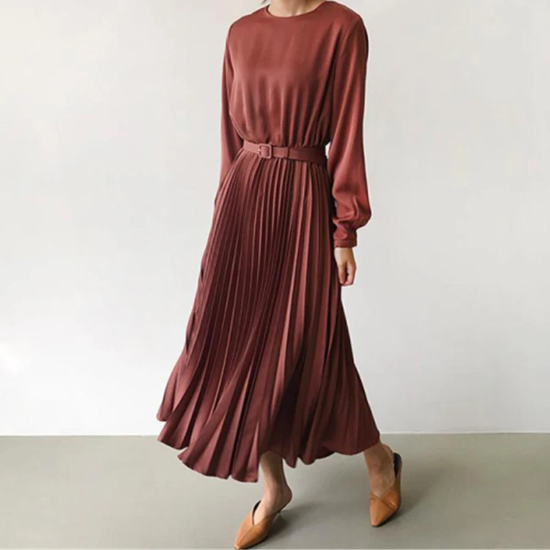 Новинка 2020 весеннее элегантное плиссированное платье для женщин с длинным