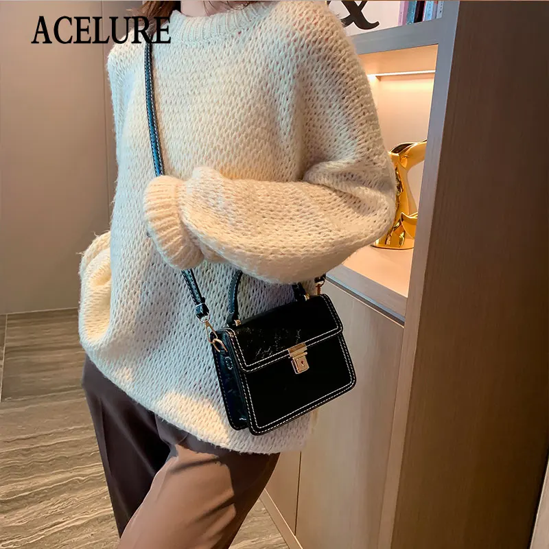 

ACELURE Fashion Small Crossbody Bags for Women Solid PU Leather Flap Vintage Shoulder Messenger Bag for Girl Lady Handbag Bolsas