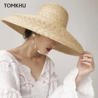 elegant vintage french hepburn primary color straw hat women sun seaside beach hat female summer big sun cap handmade quality