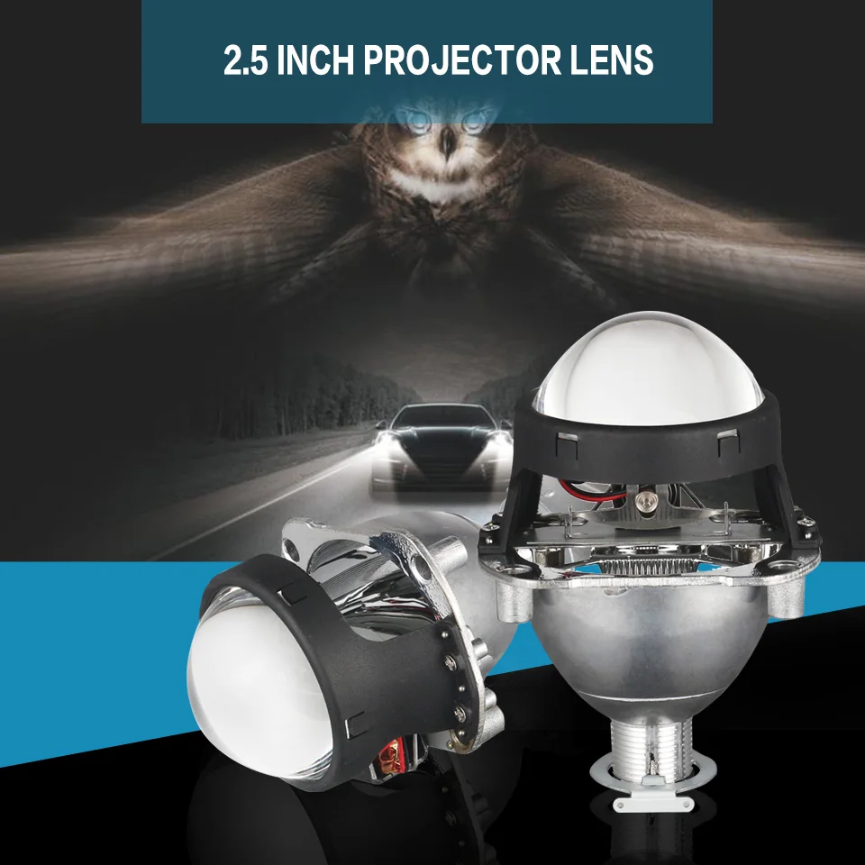 KAFOLEE 2.5 inch Mini Bi -Xenon HID Projector Headlight Lens Retrofit Fit H4 H7 Car Head Lamp 9005 9006 W/Daytime lights running |