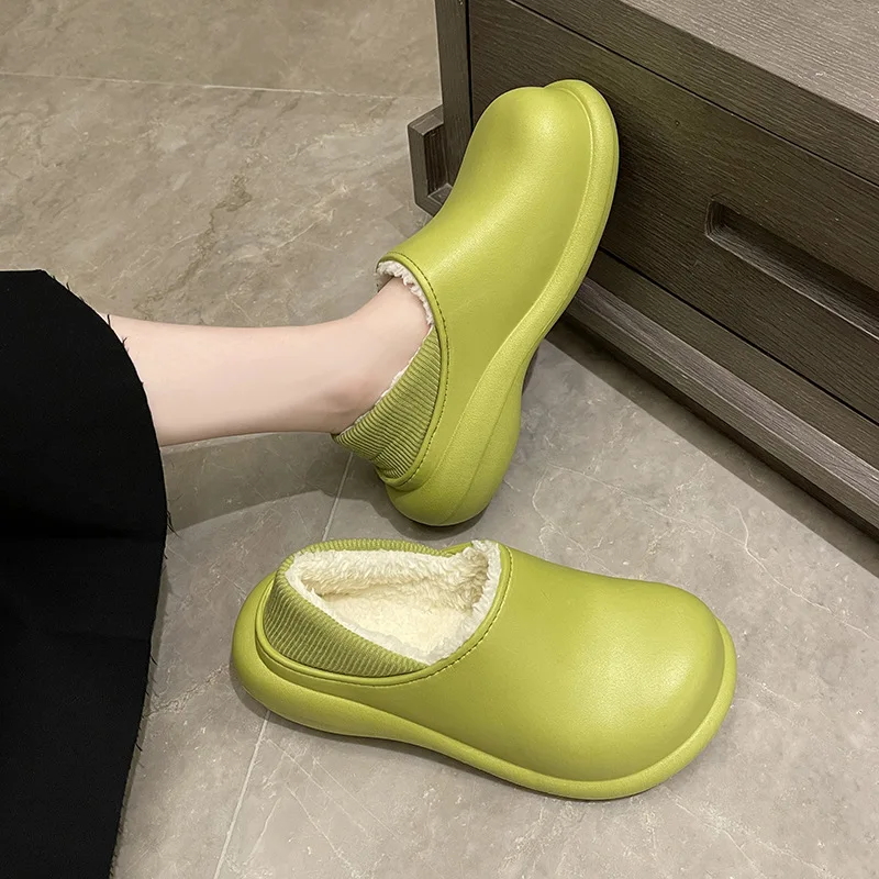 

Waterproof Winter Shoes For Women 2021 High Heels Platform Cotton Slippers Thick Soled Plush Eva Pantufa Impermeavel