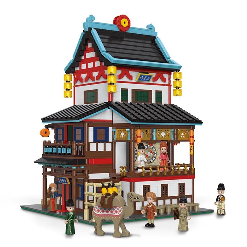 Фото Zhonghua Street Chang'an 108, квадратная серия, MOC, кирпичи, игрушки, забытый магазин: модель винного магазина орхидеи, креативные строительные блоки №1