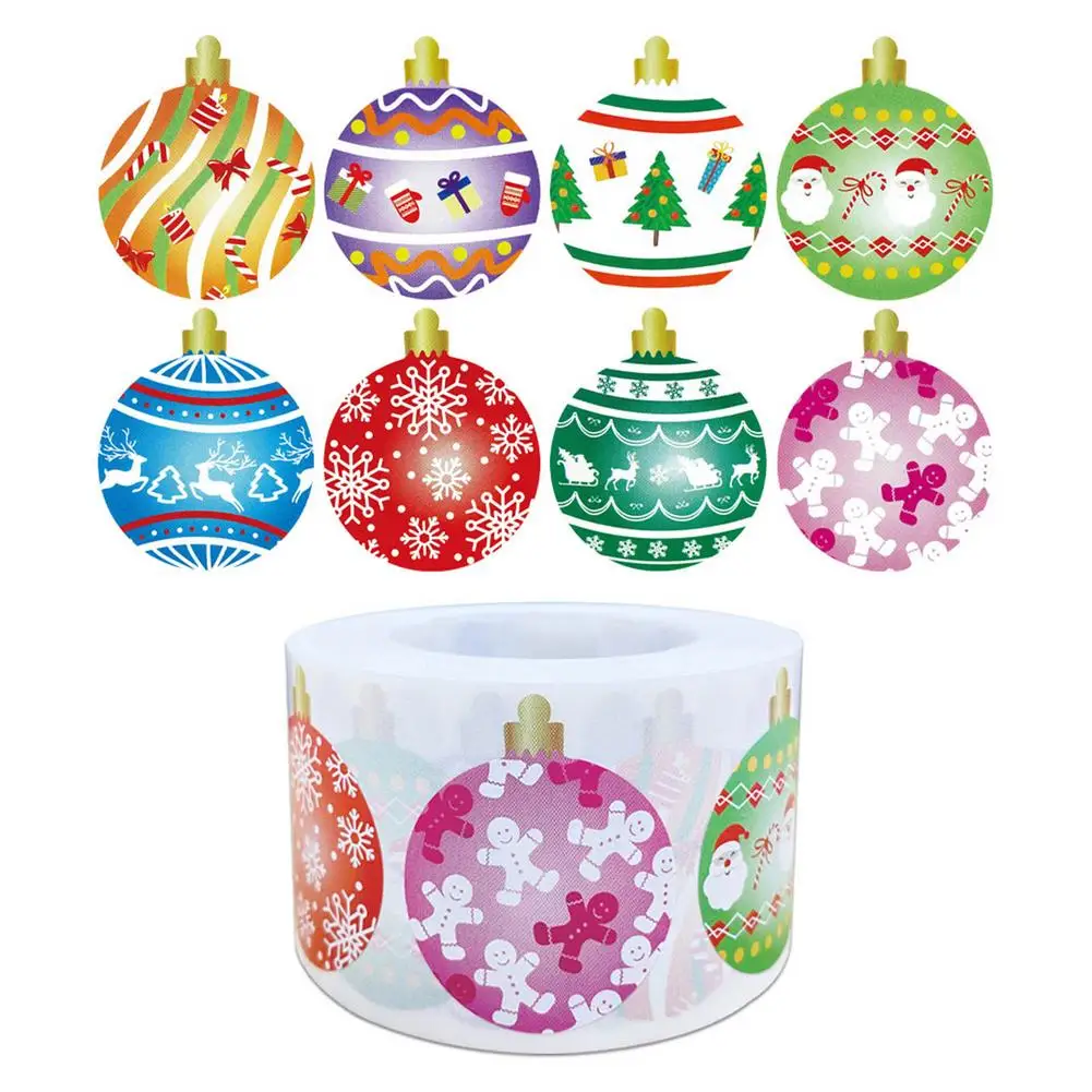 

500 PCS Christmas Round Stickers Label Stickers Kraft Paper Label Seal Sticker Thanksgiving Christmas Gifts For Envelope Bag D