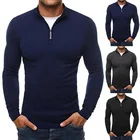 Мужской повседневный облегающий кардиган с ложным воротником на молнии