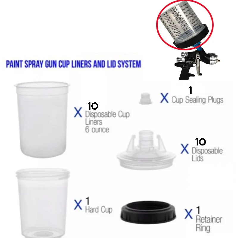 Бесплатная доставка пистолет распылитель чашка с вкладышами и система крышки PPS