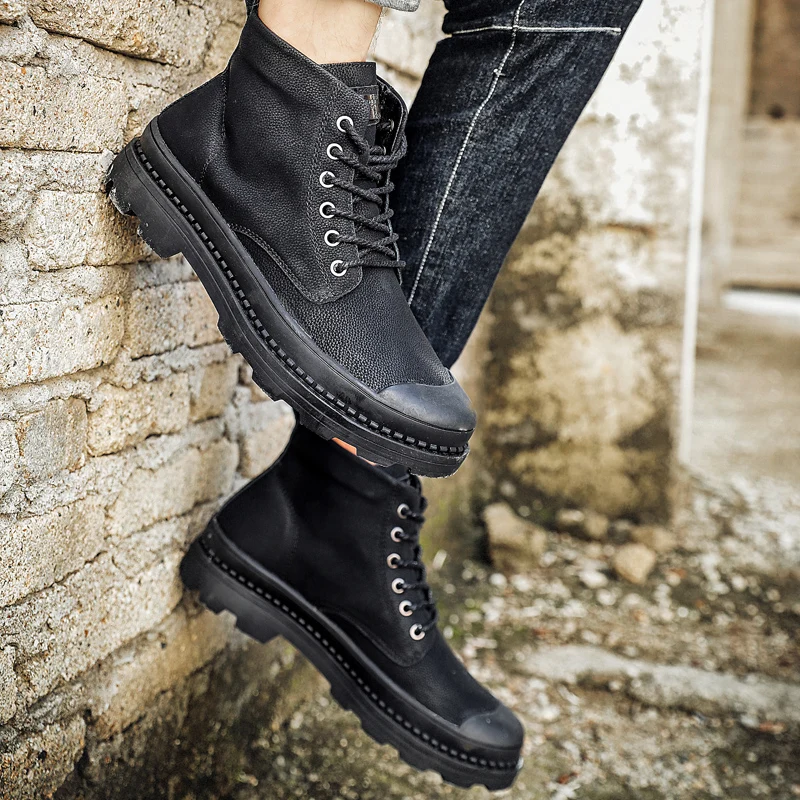 

Black Casual Shoes Sneakers Casual Shoes Sapato Sneaker Fashion Men Boots Work Botas Leather Men's Man Causal For Home