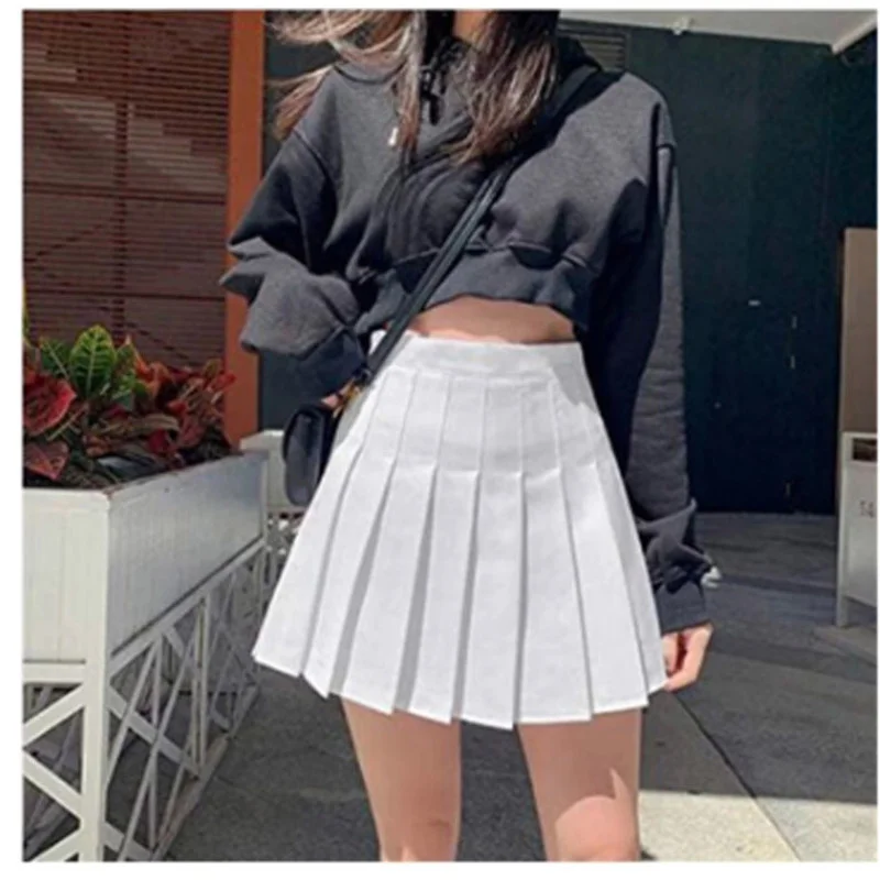 

2021 Women Skirt High Waist Pleated Cute Girls Tennis School Mini Uniform Female Loose Casual Short Bottoms Spring Fall Clothing