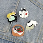 Милые Броши в виде животных, эмалевые булавки с сонным котом для чтения, забавная необычная мультяшная булавка, индивидуальный значок с котенком, ювелирные изделия, подарок для детей, друзей