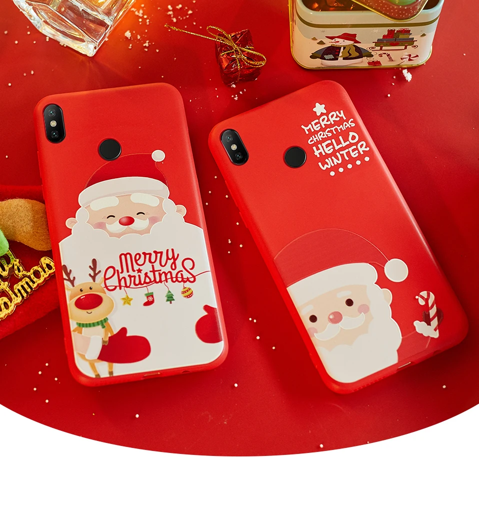 Новогоднее украшение чехол с принтом "Санта Клаус" для спортивной камеры Xiao mi Red mi Примечание 7 5 Чехол Рождественский подарок для Xiaomi mi A1 A2 Lite mi 8-9(США); красные mi 5 Plus