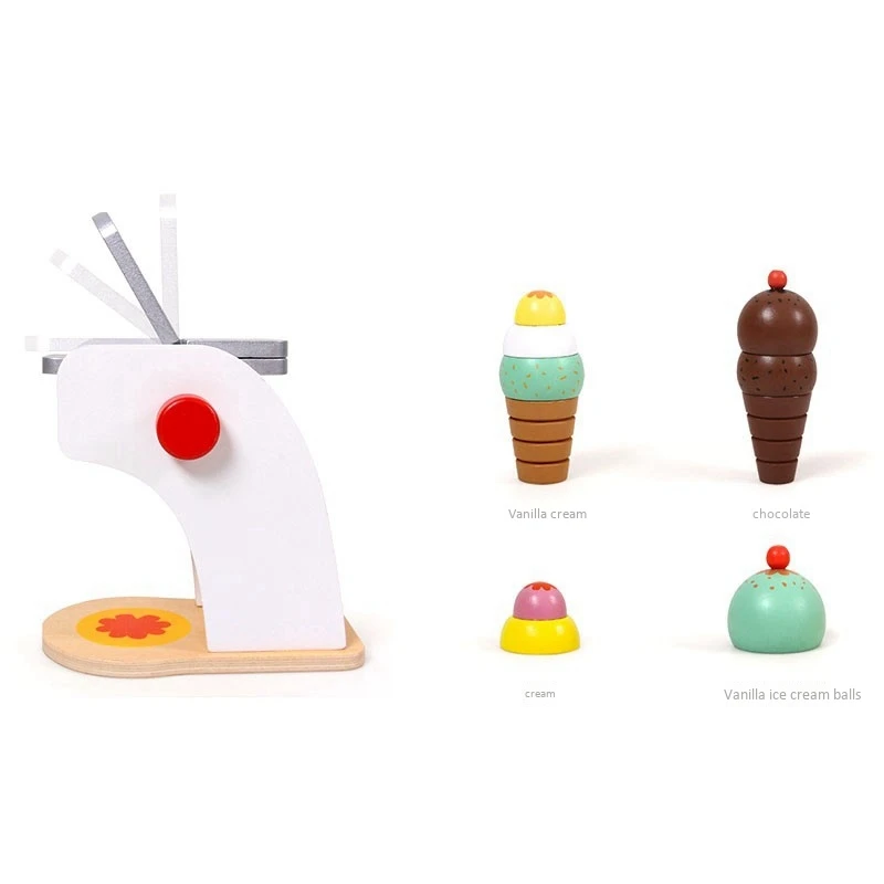 

Wooden Pretend Play Sets Ice Cream Machine Game Children Toy Kitchen Educational Toy Baby Fun Puzzle Toys