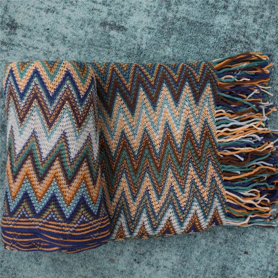 Индийское вязаное одеяло настенный гобелен с декоративные кисточки в богемном