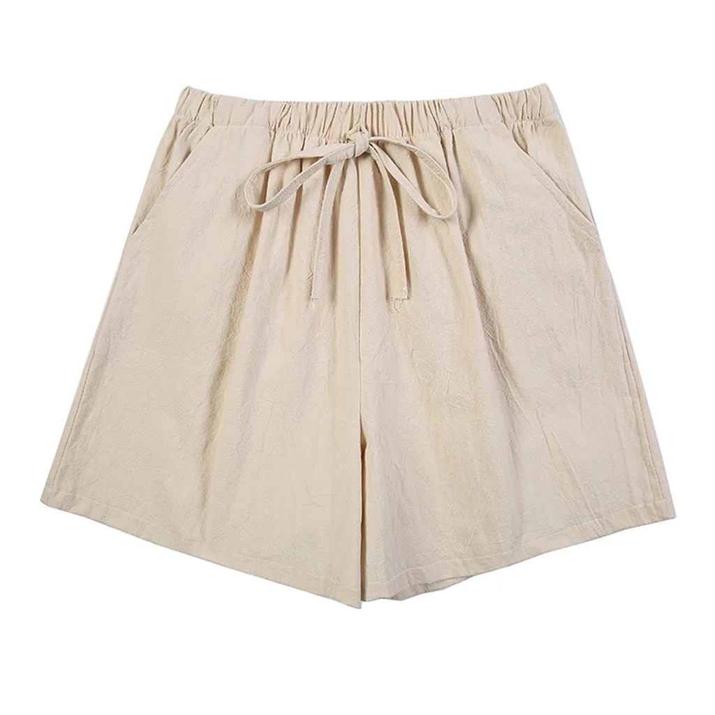 Модные Женские однотонные повседневные короткие брюки с высокой талией