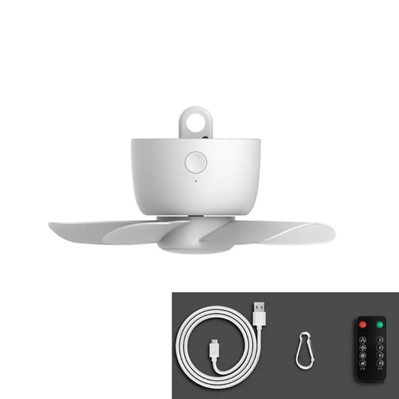 

8000mAh USB Rechargeable Remote Control Timing 4 Gears Ceiling Fan for Tent Bed G8TA