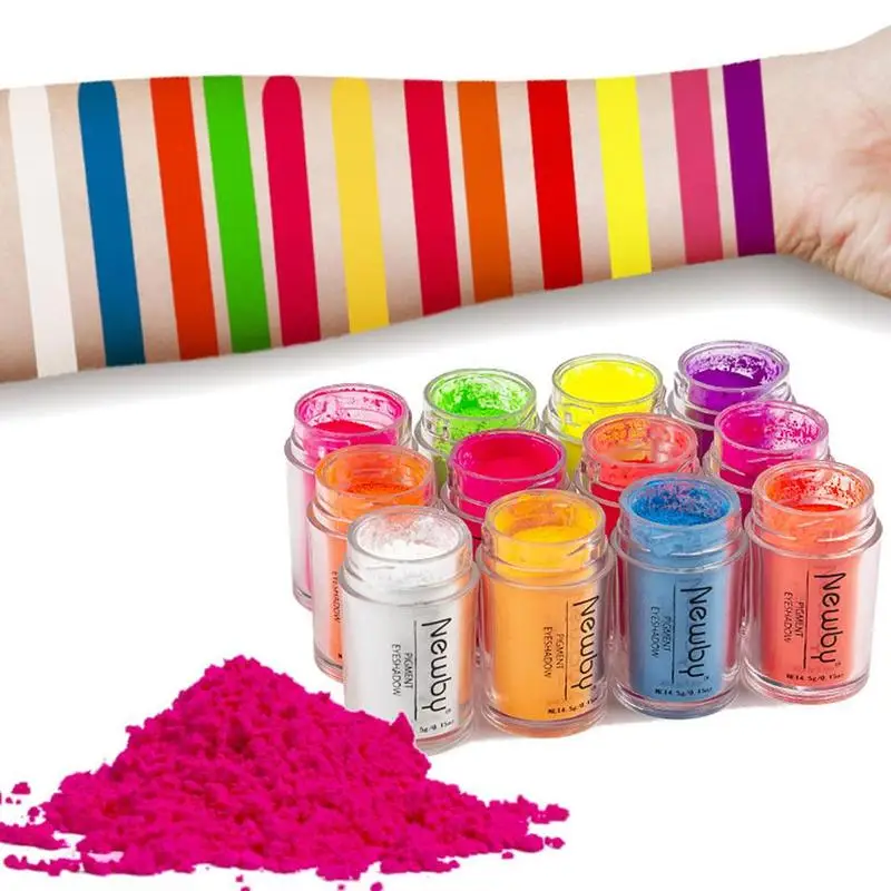 Неоновые тени для век 12 цветов с высоким пигментом Свободные Тени желтого