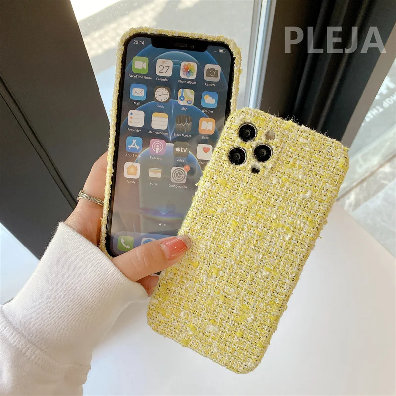 Модный Зеленый плюшевый тканевый чехол для телефона iphone 12 11 Pro Max XR X XS 7 8 plus SE 2020