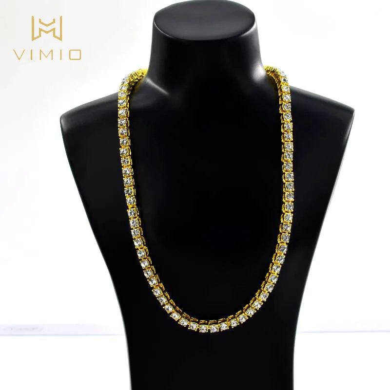 

Men's hip hop single row alloy necklace full rhinestone single row necklace popular jewelry accessories chain necklace