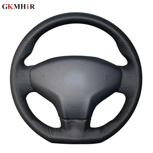 black soft artificial leather car steering wheel covers wrap for citroen elysee c elysee 2014 new elysee peugeot 301 free global shipping