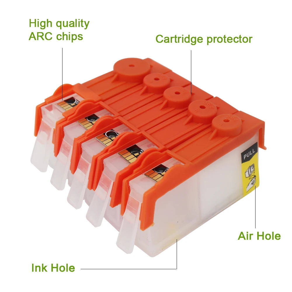 Перезаправляемые картриджи для HP 178 5 шт. пустые Photosmart AIO/7510 e-AIO-C311a/Plus AIO/Pro B8550 с