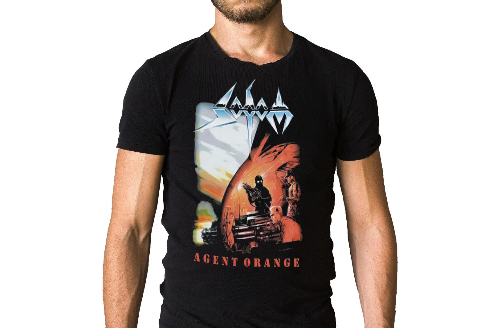 

Sodom Agent Orange 1989 Album Cover T-Shirt Short Sleeves Cotton Fashion Free Shipping Casual Fitness Men T Shirt
