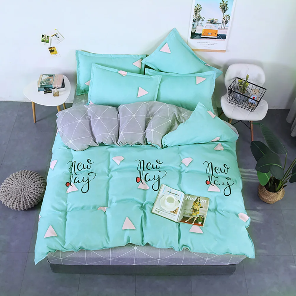 Thumbedding King Size Bedding Set Geometric Simple Fresh Blue 3D Duvet Cover Queen Full Twin Single Unique Design Bed | Дом и сад