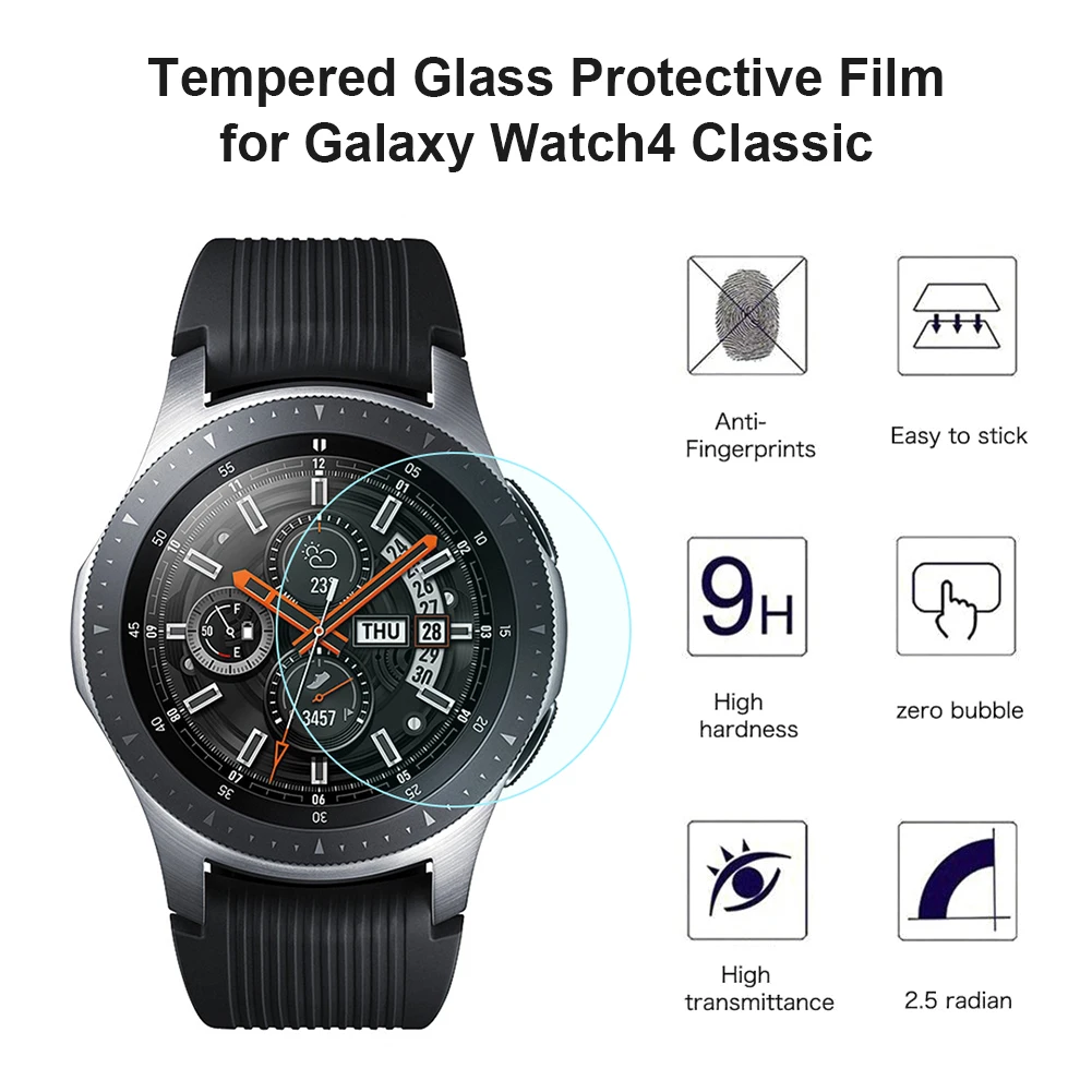 

2pcs Tempered Glass Film For Samsung Galaxy Watch 4 40mm 44mm Watch4 Classic 42mm 46mm HD Clear Full Screen Protector Film