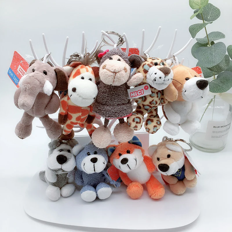 

Cute 10cm Germany Jungle Brother Tiger Elephant Monkey Lion Giraffe Plush Animal Keychain Mobile Phone Pendant Toy Gift