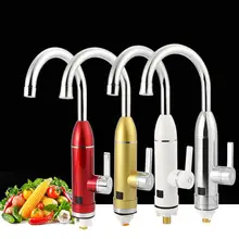 Kitchen Bathroom Instant Heating Water Faucet Rotatable 220V Electric Hot Water Heater Water Tap with LED Temperature Display