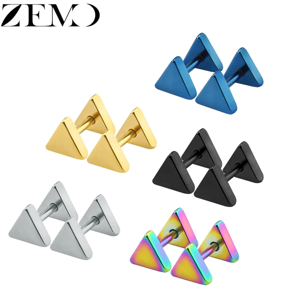 Женские и мужские треугольные серьги гвоздики ZEMO 6 цветов каффы в стиле рок