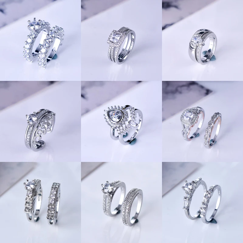 Набор модных колец MENGYI с кубическим цирконием AAAA 925 для женщин на свадьбу, модные украшения оптом подарки аксессуары.