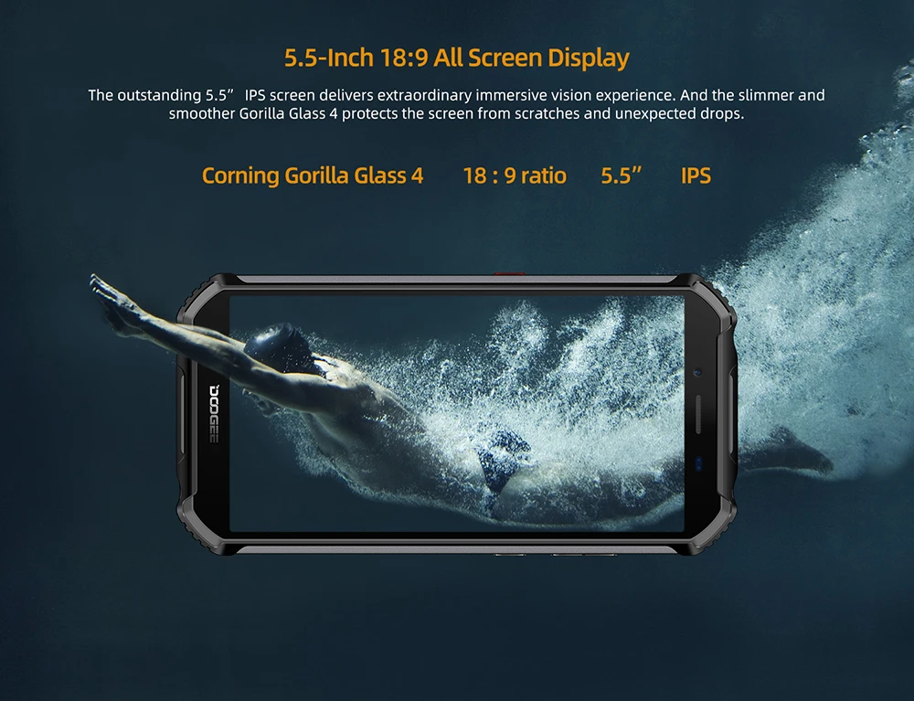 IP68 DOOGEE S40 Lite 5,5 дюймовый дисплей 2 ГБ 16 ГБ Android 9,0 прочный мобильный телефон 5,5 дюймов дисплей 4650 мАч 8,0 МП смартфон