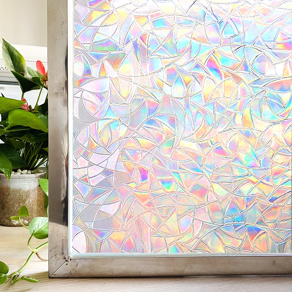 

Stained Window Privacy Film Static Window Clings Vinyl 3D Window Decals Rainbow Window Stickers for Glass Door Home Heat Control