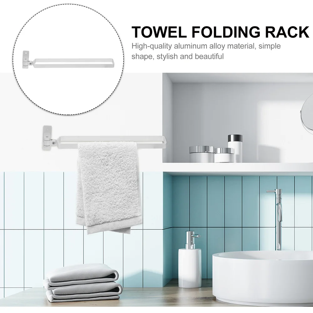 

1pc Traceless Holder Rotatable Towel Storage Rack Kitchen Folding Organizer