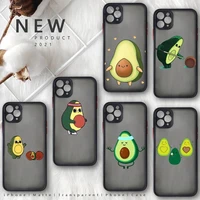 cute cartoon aguacate fitness fruit phone case for iphone 12 11 8 7 plus mini x xs xr pro max matte transparent cover