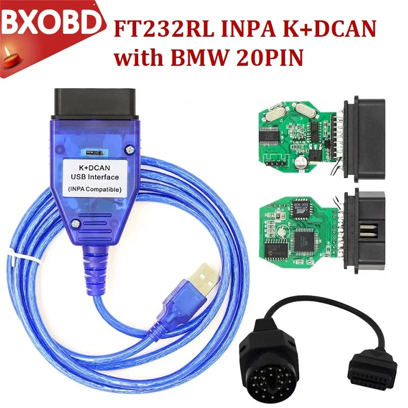 INPA K + CAN с 20 контактным чипом FT232RL переключателем для интерфейсного USB кабеля